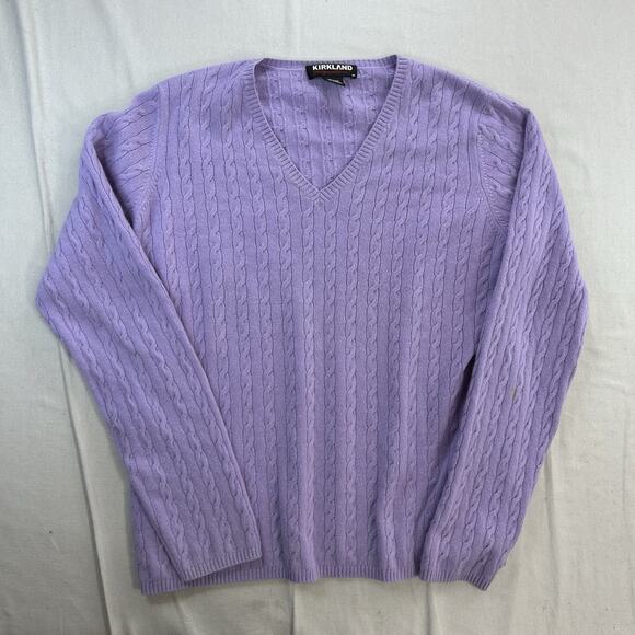 Kirkland Signature Cashmere Cable Knit Light Purple Sweater Women's XL Pullover - Picture 1 of 8